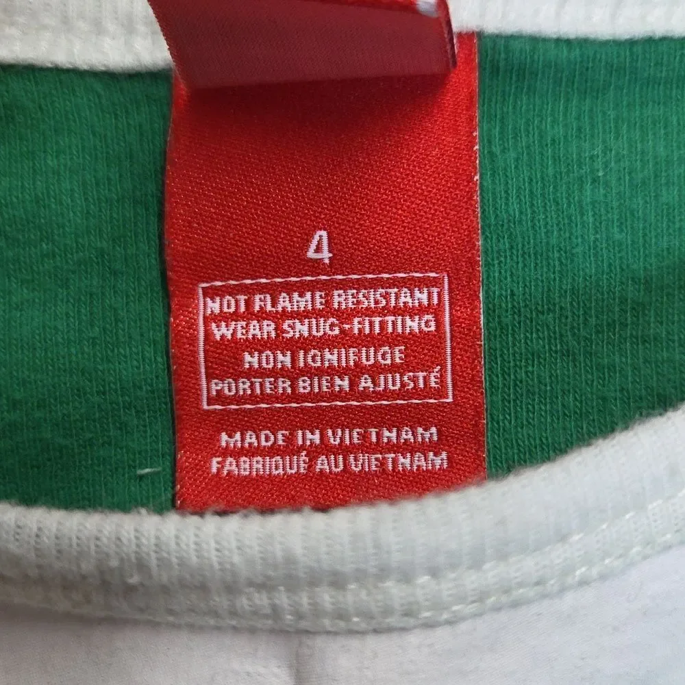 Childs Crazy 8 Santa Jammies With Extra Elf‎ Top And Hat Size 4